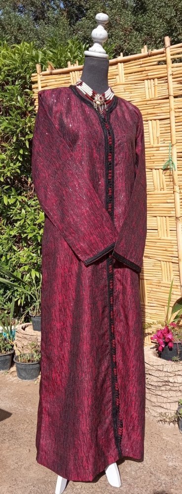 Vintage 70s Red Metallic BROCADE Caftan dress