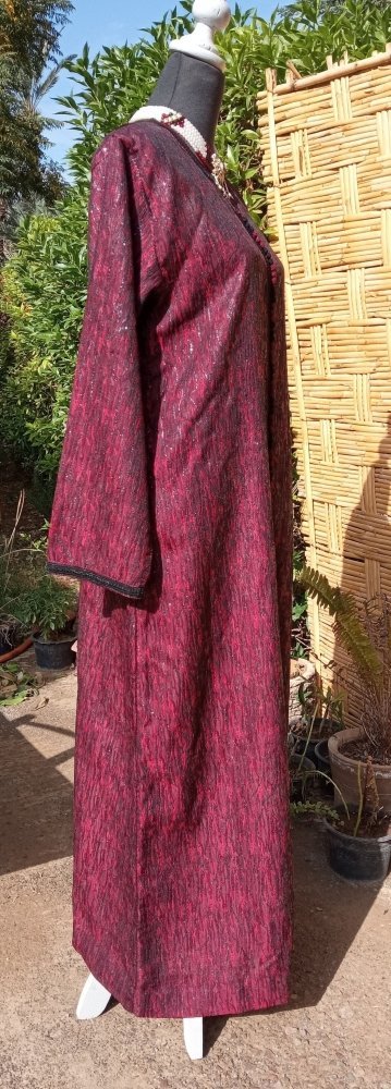 Vintage 70s Red Metallic BROCADE Caftan dress