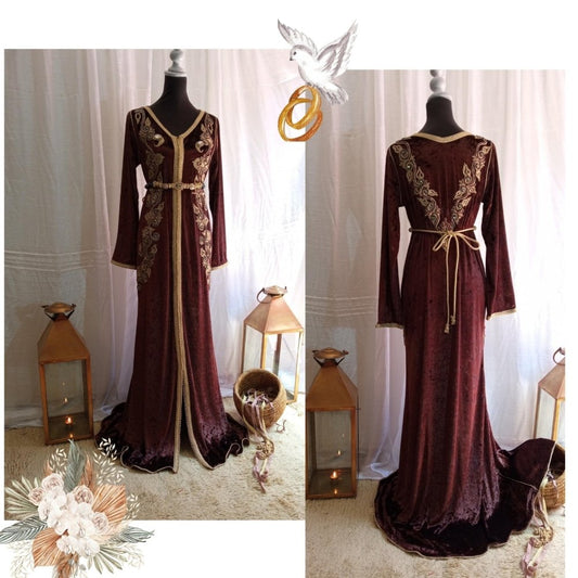 Moroccan brown wedding kaftan dress