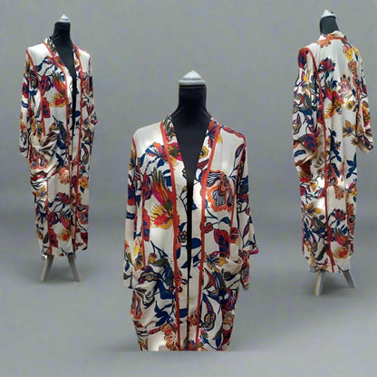 Bohemian Blend silk kimono with Moroccan trim for sale