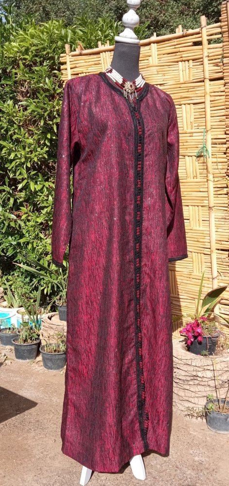 Vintage 70s Red Metallic BROCADE Caftan dress