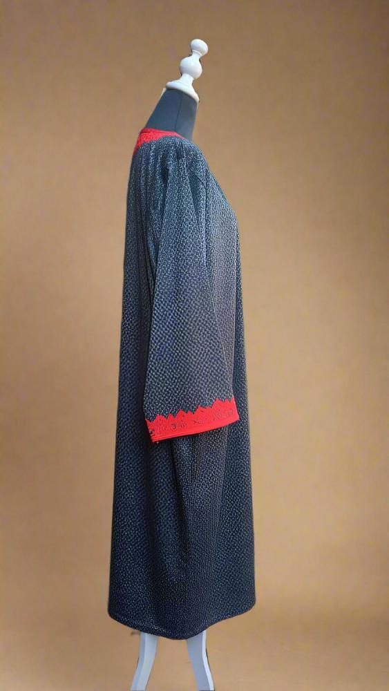  Gray Long Cardigan with Orange Embroidery