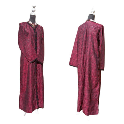 Vintage 70s Red Metallic BROCADE Caftan dress