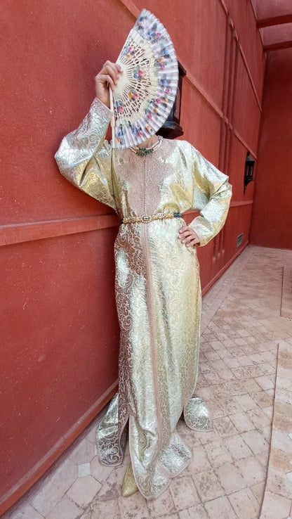 60s METALLIC BROCADE moroccan kaftan usa