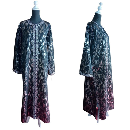 vintage Moroccan Metallic black kaftan dress