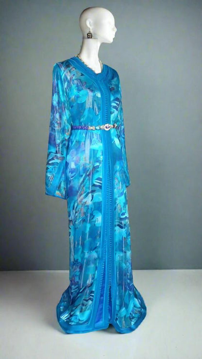 Luxury Vintage Blue Lace Caftan wedding dress for sale