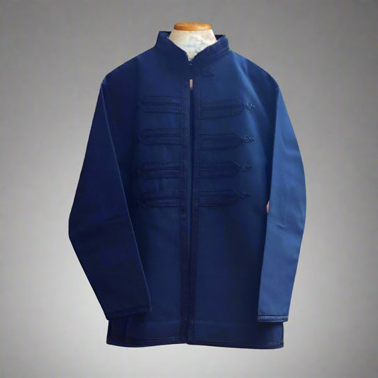 Luxury Moroccan Men's winter Blue Cashmere Jacket