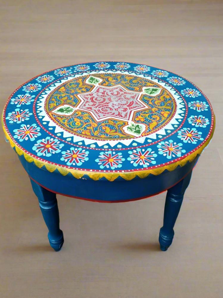 New 2023 Round Moroccan Painted Coffee Table for sale online