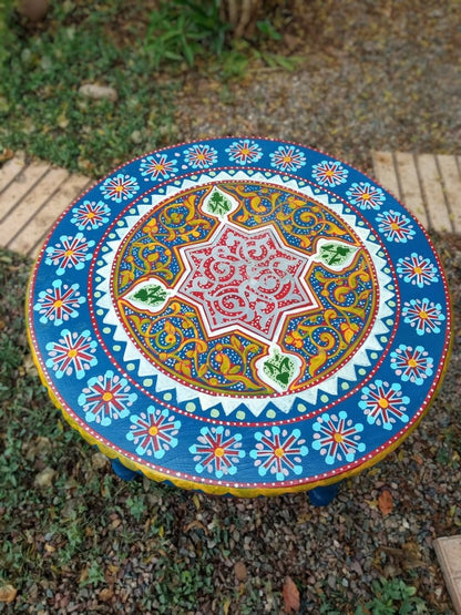 New 2023 Round Moroccan Painted Coffee Table for sale online