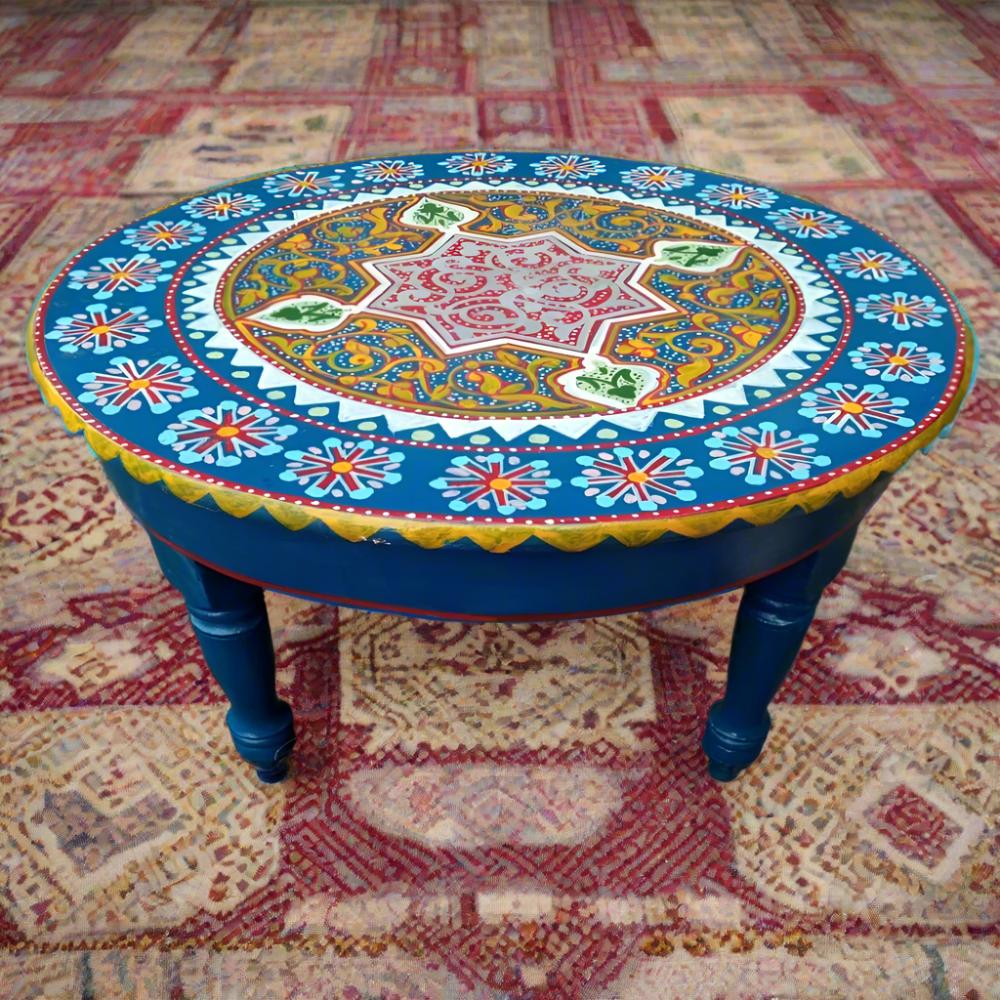 New 2023 Round Moroccan Painted Coffee Table for sale online