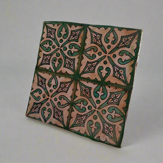 Large of Early Moroccan tile from Fes / primitive ceramic decor