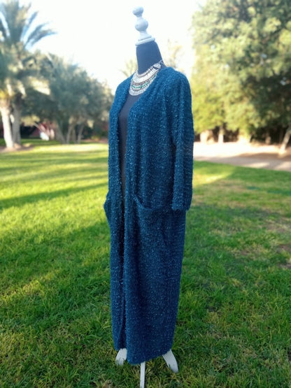 Long Blue Moroccan Wedding dressing coat - Heritage Handmade