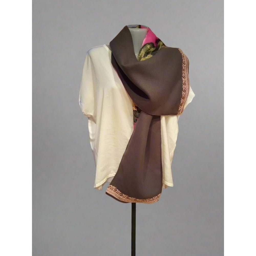 Luxury Embroidered Cashmere Blend knit Wrap - Heritage Handmade