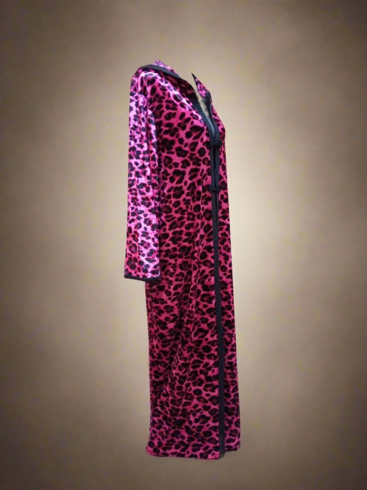 Luxury Leopard Loose - Fit Kaftan with Hood - For sale - Heritage Handmade