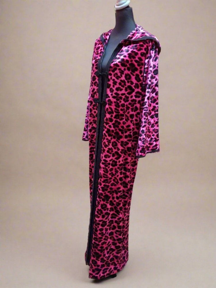 Luxury Leopard Loose - Fit Kaftan with Hood - For sale - Heritage Handmade