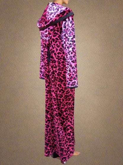 Luxury Leopard Loose - Fit Kaftan with Hood - For sale - Heritage Handmade