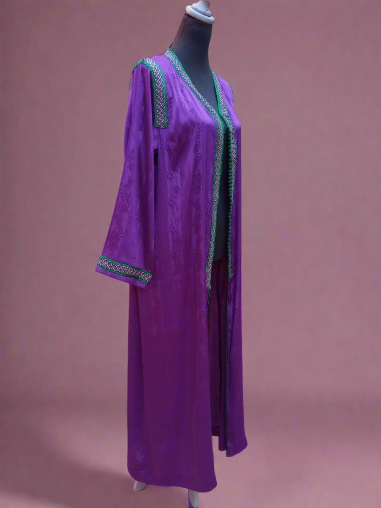 Luxury Moroccan purple silk blend kaftan for sale - Heritage Handmade