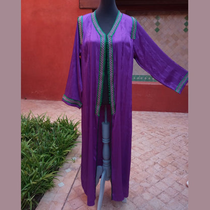 Luxury Moroccan purple silk blend kaftan for sale - Heritage Handmade