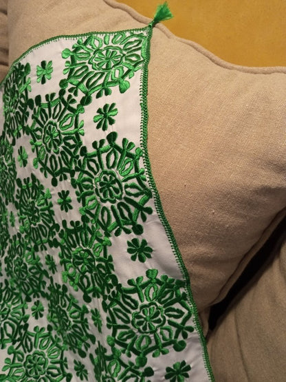 Moroccan GREEN Embroidered cushion's cover - Heritage Handmade