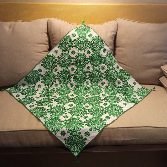 Moroccan GREEN Embroidered cushion's cover - Heritage Handmade