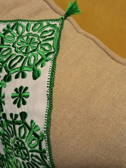 Moroccan GREEN Embroidered cushion's cover - Heritage Handmade