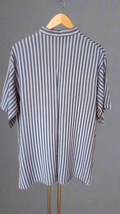 Moroccan linen stripes print shirt for men - Heritage Handmade