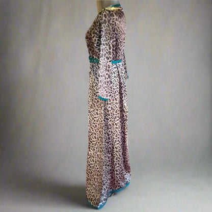 New LEOPARD Moroccan Kaftan dress with Belt - Heritage Handmade