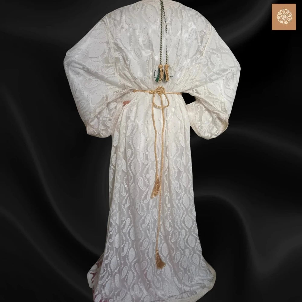 Ottoman White Moroccan wedding Caftan style 1990 - Heritage Handmade