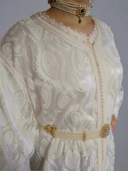 Ottoman White Moroccan wedding Caftan style 1990 - Heritage Handmade