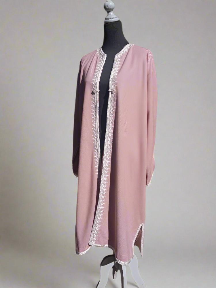 Oversized Embroidered women Pink Cashmere coat with lining - Heritage Handmade