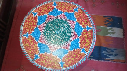 Painted Moroccan Round wood coffe table - Free shipping worldwide - Heritage Handmade