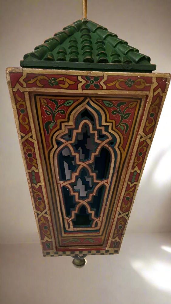 Rare 70s wooden Moroccan Pendant light - Moroccan Lamp - Heritage Handmade