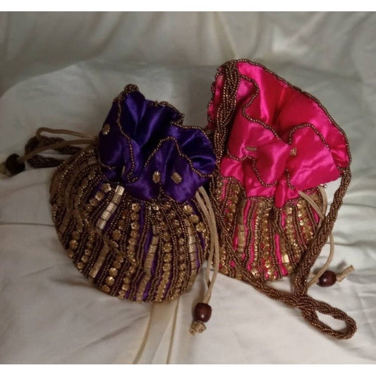 Set of 2 Beaded Drawstring bags - Heritage Handmade