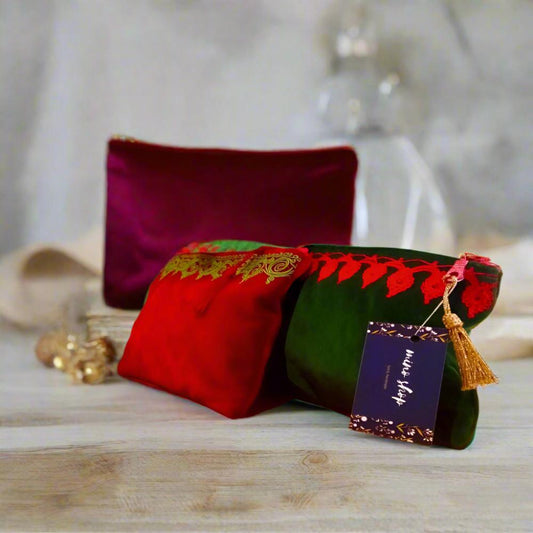 Set of 2 Christmas Velvet Make Up Bags - Heritage Handmade