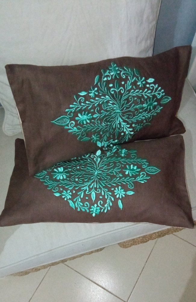 Set of 2 Original Hand Embroidered Cushion Cover - Heritage Handmade