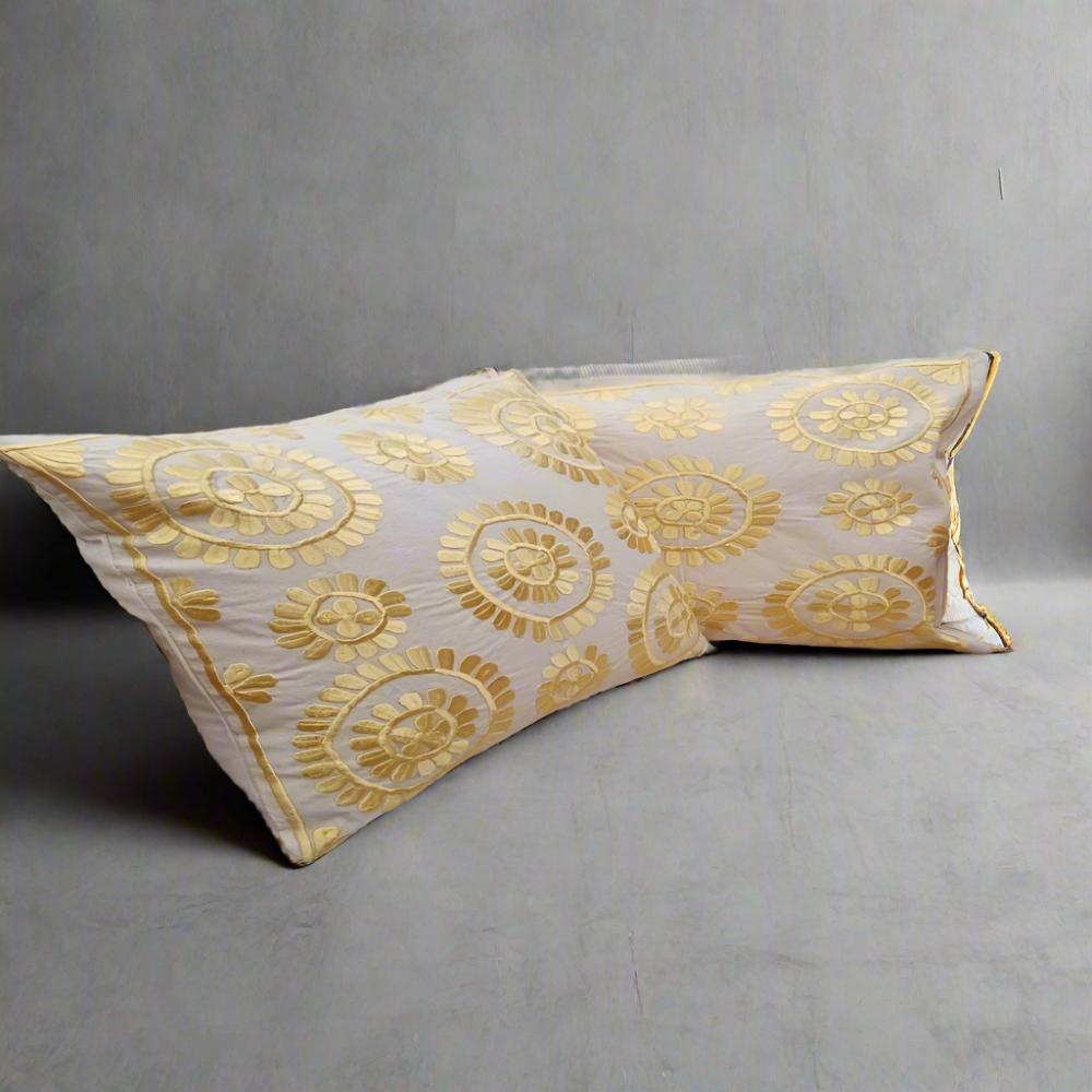 Set of 2 Yellow Bohemian Moroccan Throw pillows - Heritage Handmade