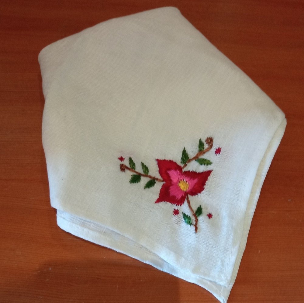 Spectacular Embroidered Linen Placemat with 6 napkins - Heritage Handmade