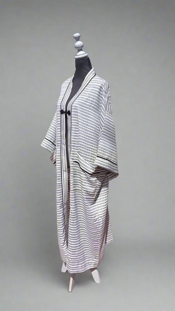 Stripe linen cotton Kimonos kaftan - Heritage Handmade