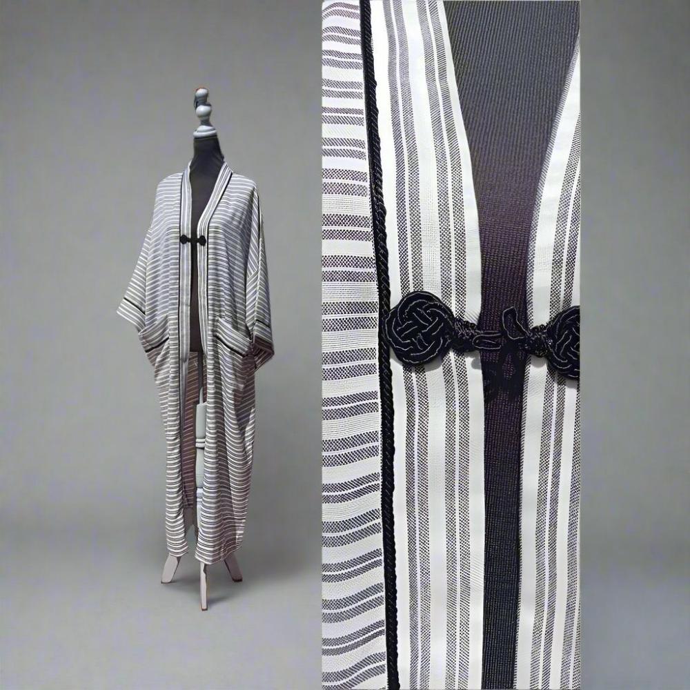 Stripe linen cotton Kimonos kaftan - Heritage Handmade