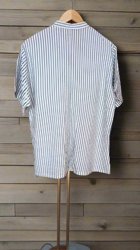 Stripe Linen short sleeve shirt for men for sale - Heritage Handmade