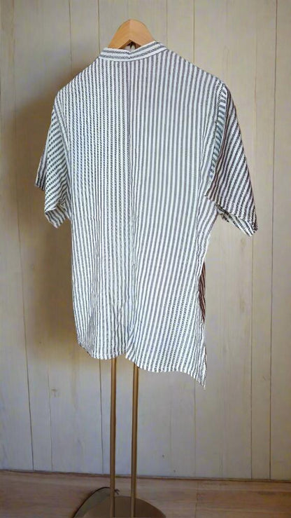 Stripe Linen short sleeve shirt for men for sale - Heritage Handmade