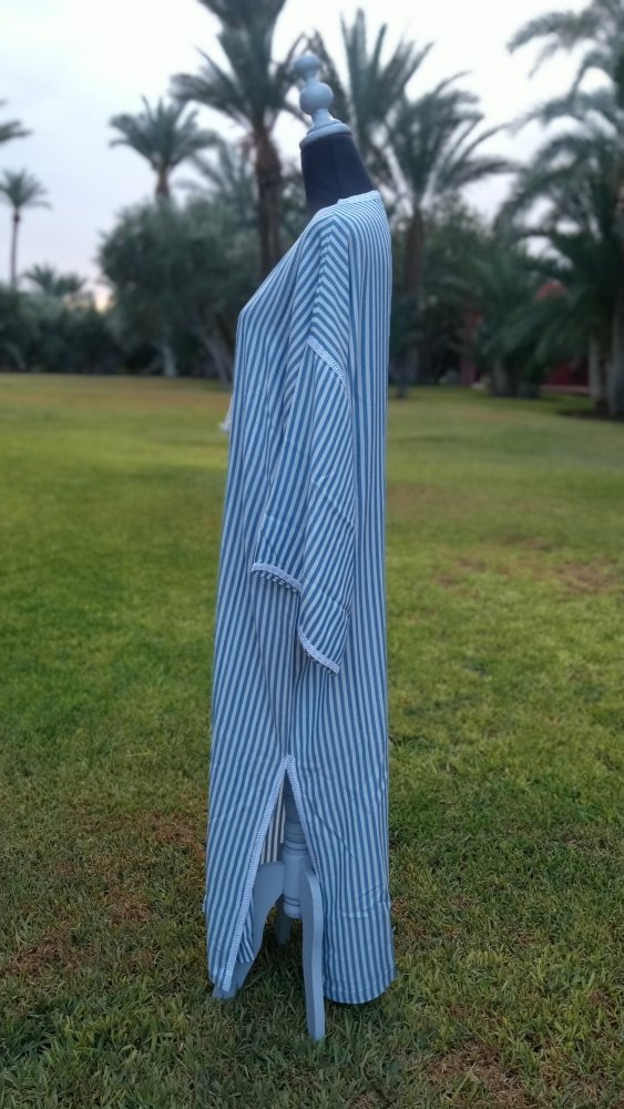 Stripes Linen Deep V neck Summer Kaftan at Heritage Handmade - Heritage Handmade