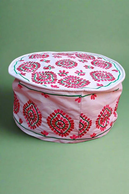 Unique Embroidered Moroccan Cotton floor pouf - Heritage Handmade