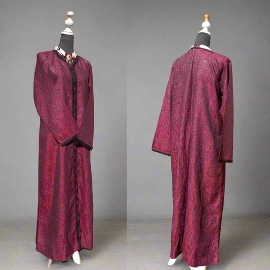 Vintage 70s Red Metallic BROCADE Caftan dress - Heritage Handmade