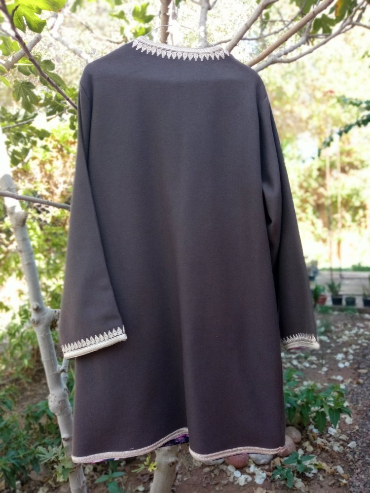 Women Gray Cashmere - Blend Coat, Embellished Moroccan Jacket - Heritage Handmade