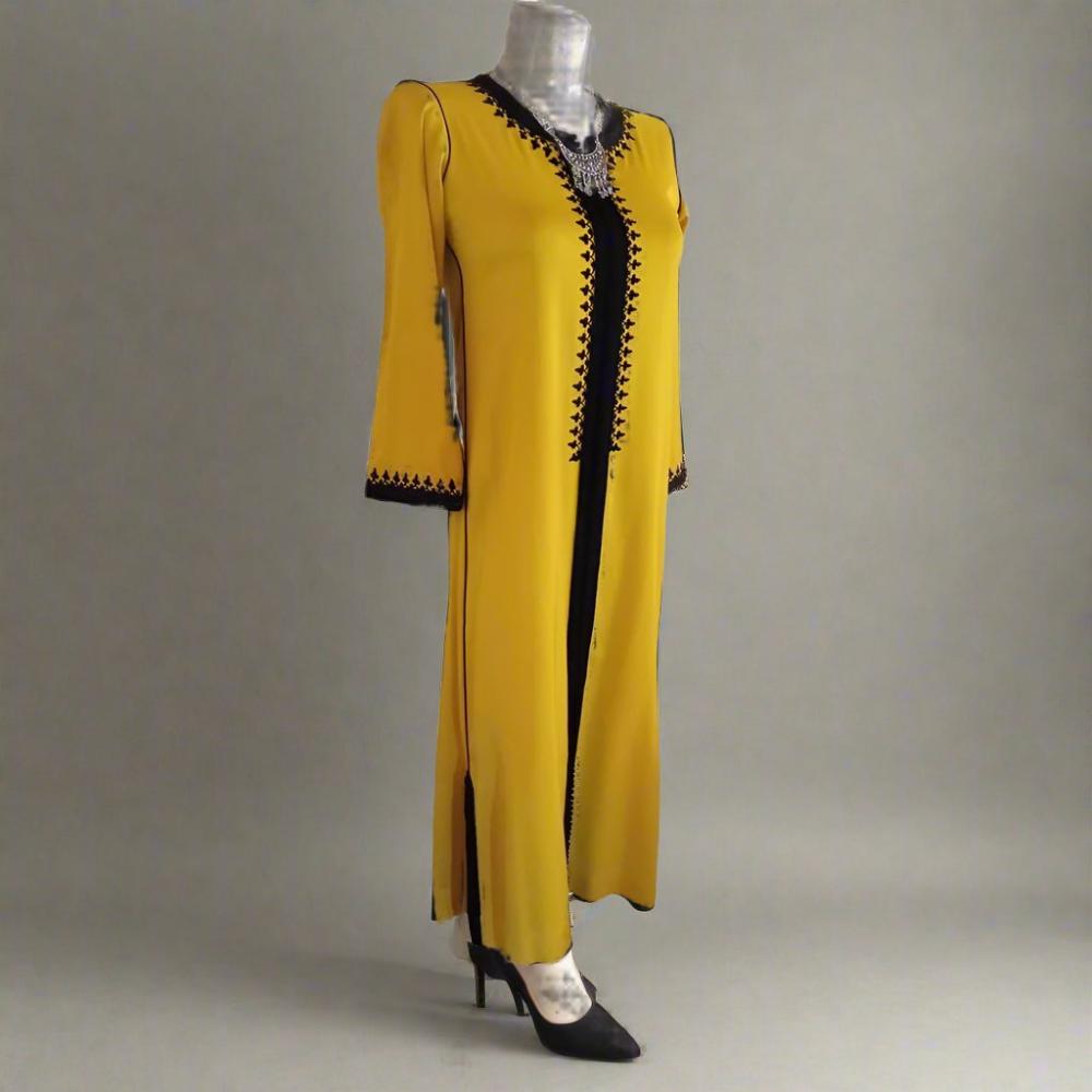 Yellow and Black Moroccan Caftan - Heritage Handmade