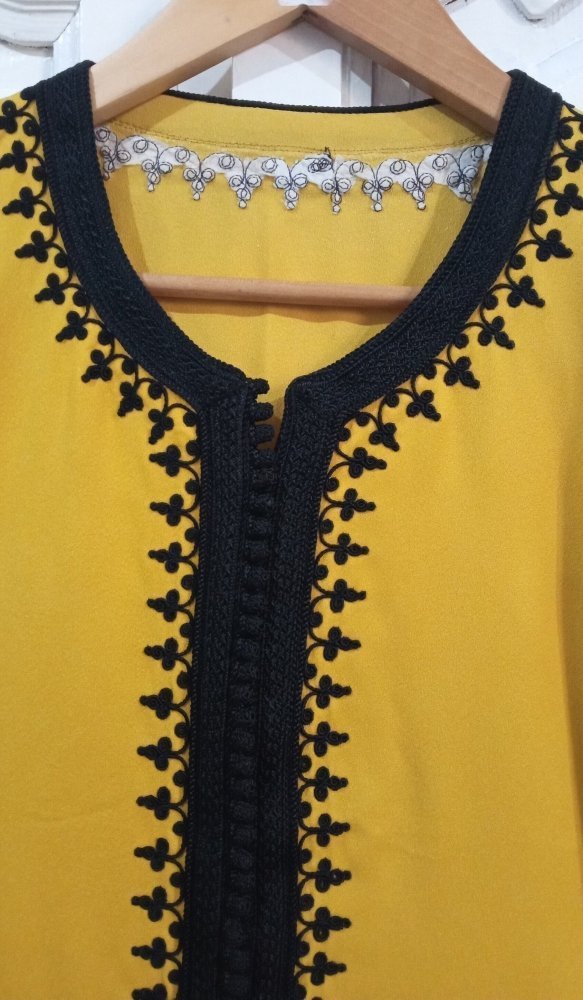 Yellow and Black Moroccan Caftan - Heritage Handmade